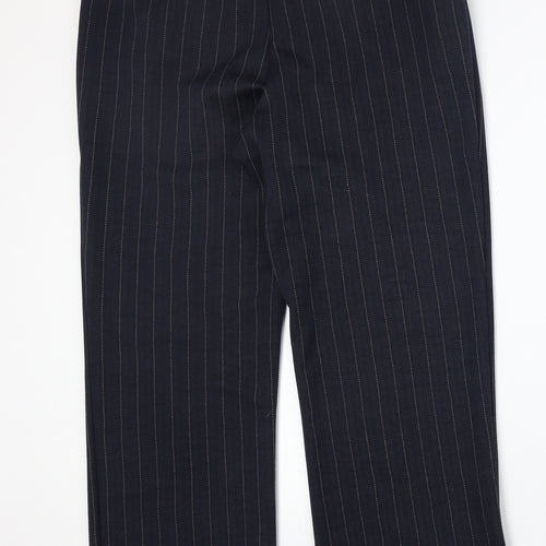 Preworn Womens Blue Striped Polyester Trousers Size 32 in Regular