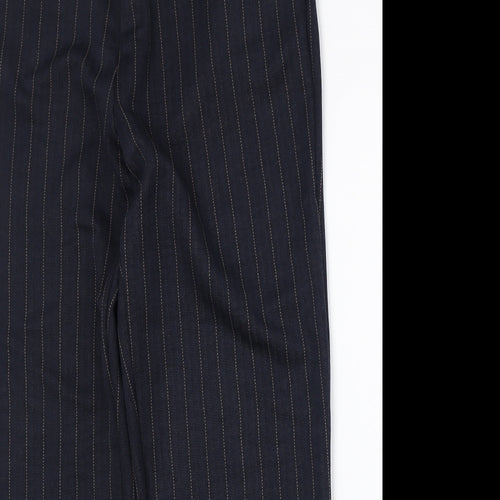 Preworn Womens Blue Striped Polyester Trousers Size 32 in Regular