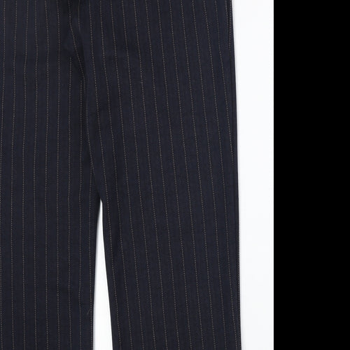 Preworn Womens Blue Striped Polyester Trousers Size 32 in Regular