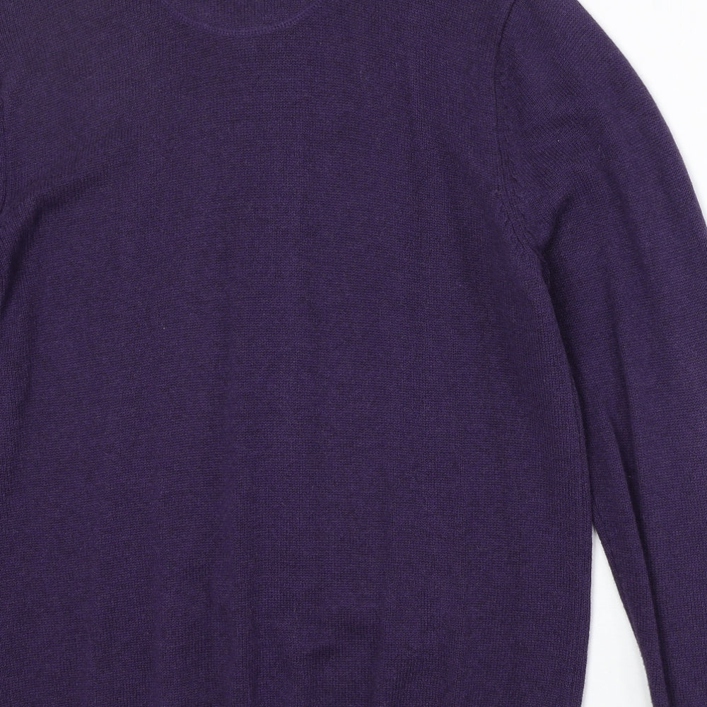 Maine Mens Purple V-Neck Cotton Pullover Jumper Size M Long Sleeve