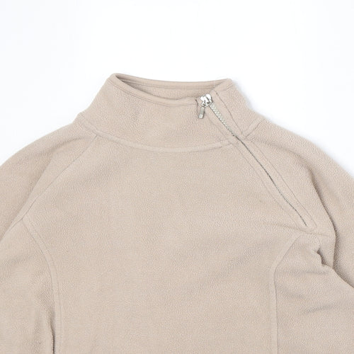 Active Womens Beige Polyester Pullover Sweatshirt Size 8 Zip