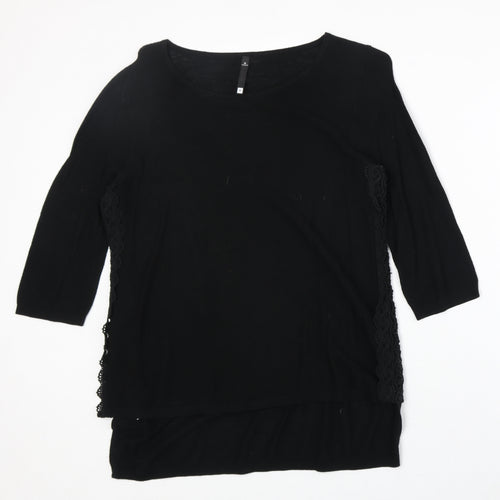 Woolworths Womens Black Round Neck Cotton Pullover Jumper Size M
