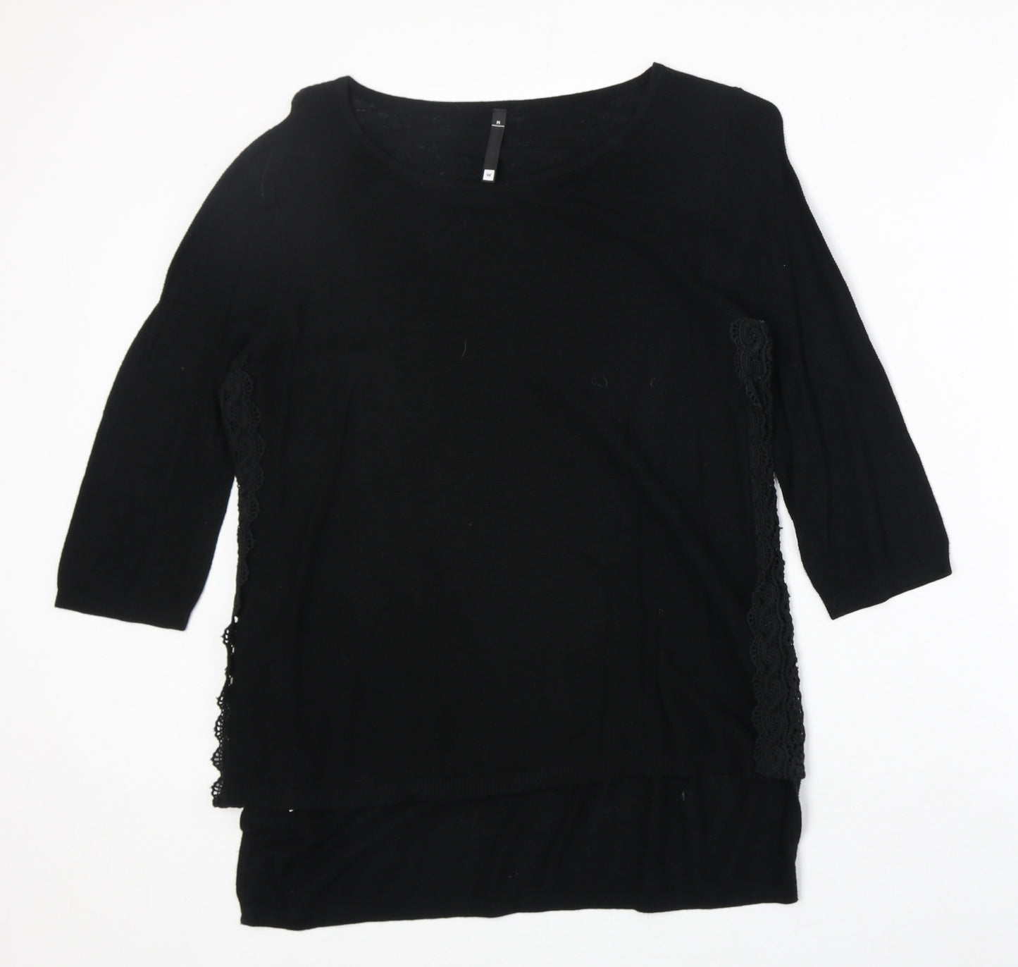 Woolworths Womens Black Round Neck Cotton Pullover Jumper Size M