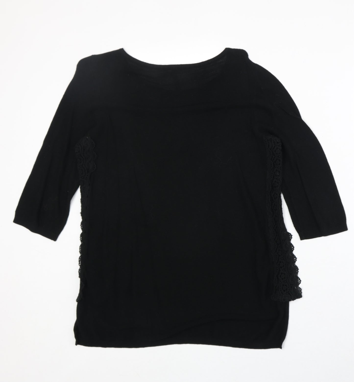 Woolworths Womens Black Round Neck Cotton Pullover Jumper Size M