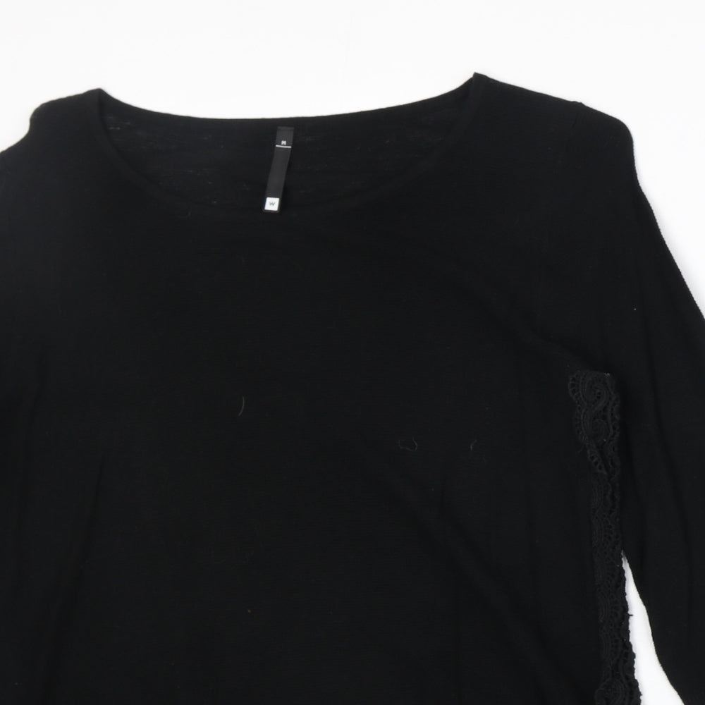 Woolworths Womens Black Round Neck Cotton Pullover Jumper Size M