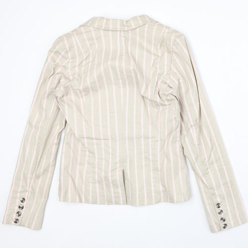 NEXT Womens Beige Striped Cotton Jacket Blazer Size 10