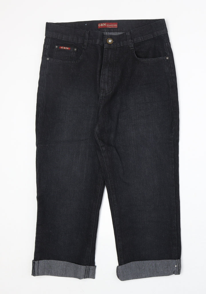 G&N Womens Black Cotton Straight Jeans Size 31 in Regular Zip