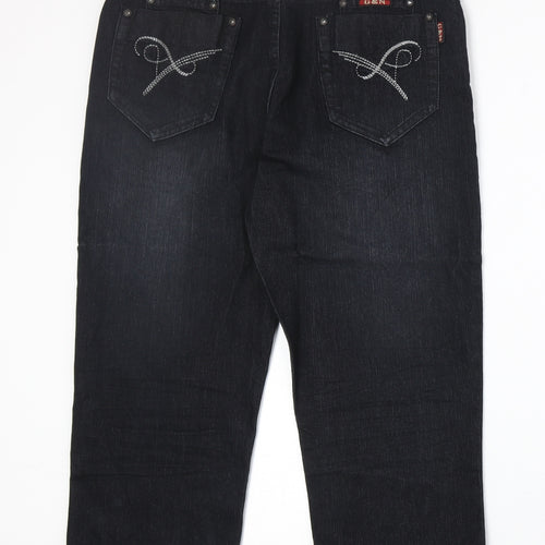 G&N Womens Black Cotton Straight Jeans Size 31 in Regular Zip