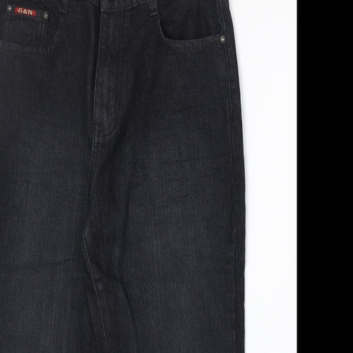 G&N Womens Black Cotton Straight Jeans Size 31 in Regular Zip