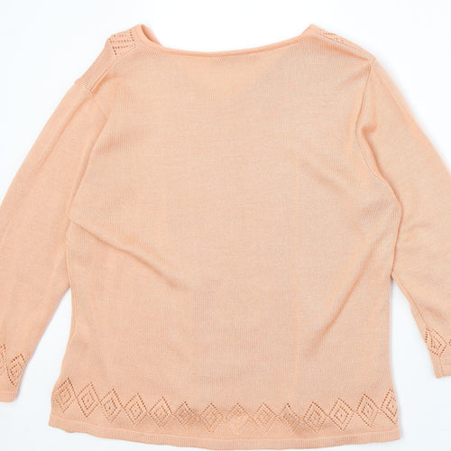 The Pearl Collection Womens Pink V-Neck Acrylic Pullover Jumper Size 10