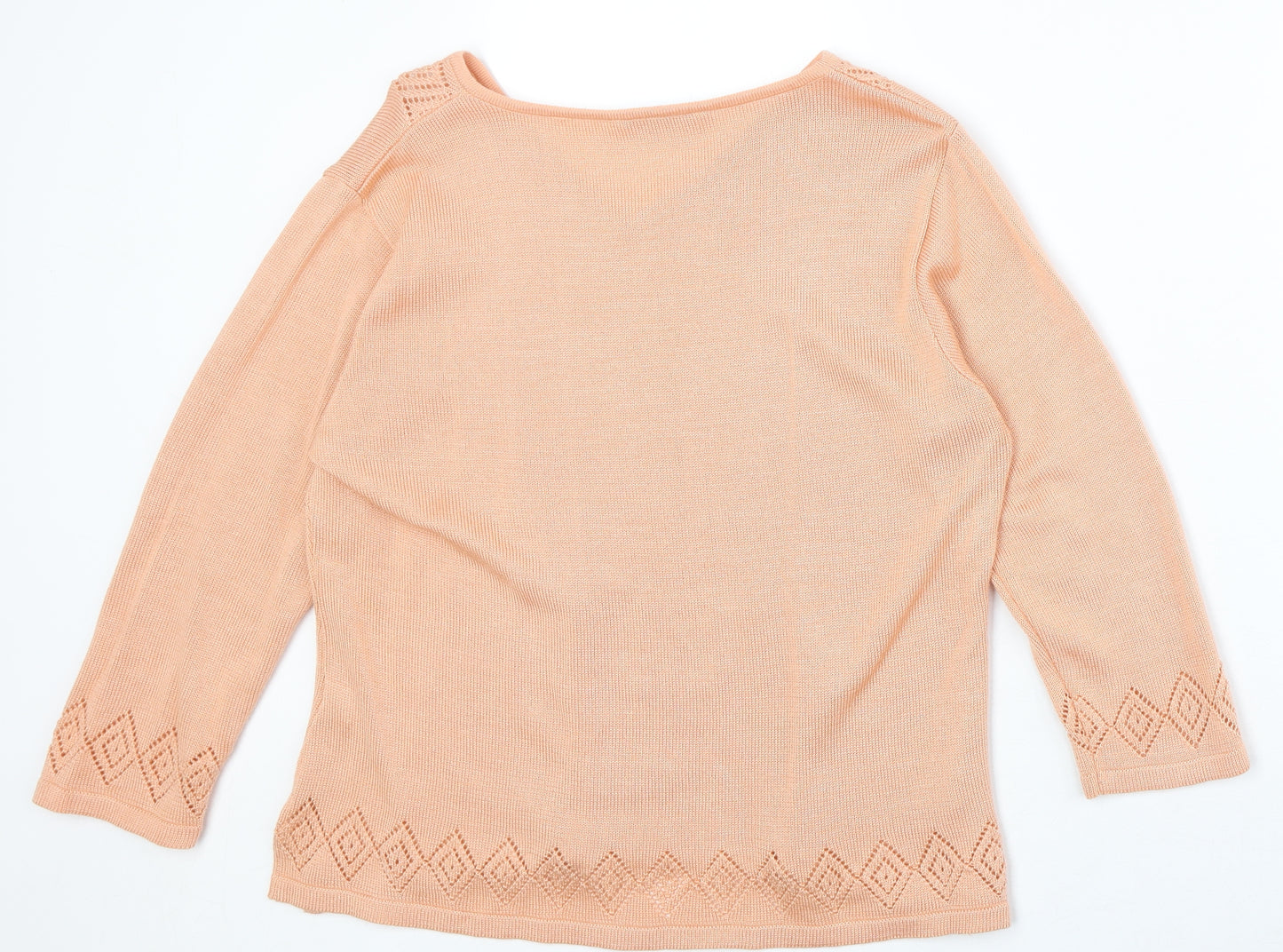 The Pearl Collection Womens Pink V-Neck Acrylic Pullover Jumper Size 10