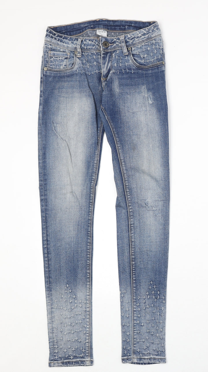 Preworn Womens Blue Cotton Skinny Jeans Size S Regular Zip