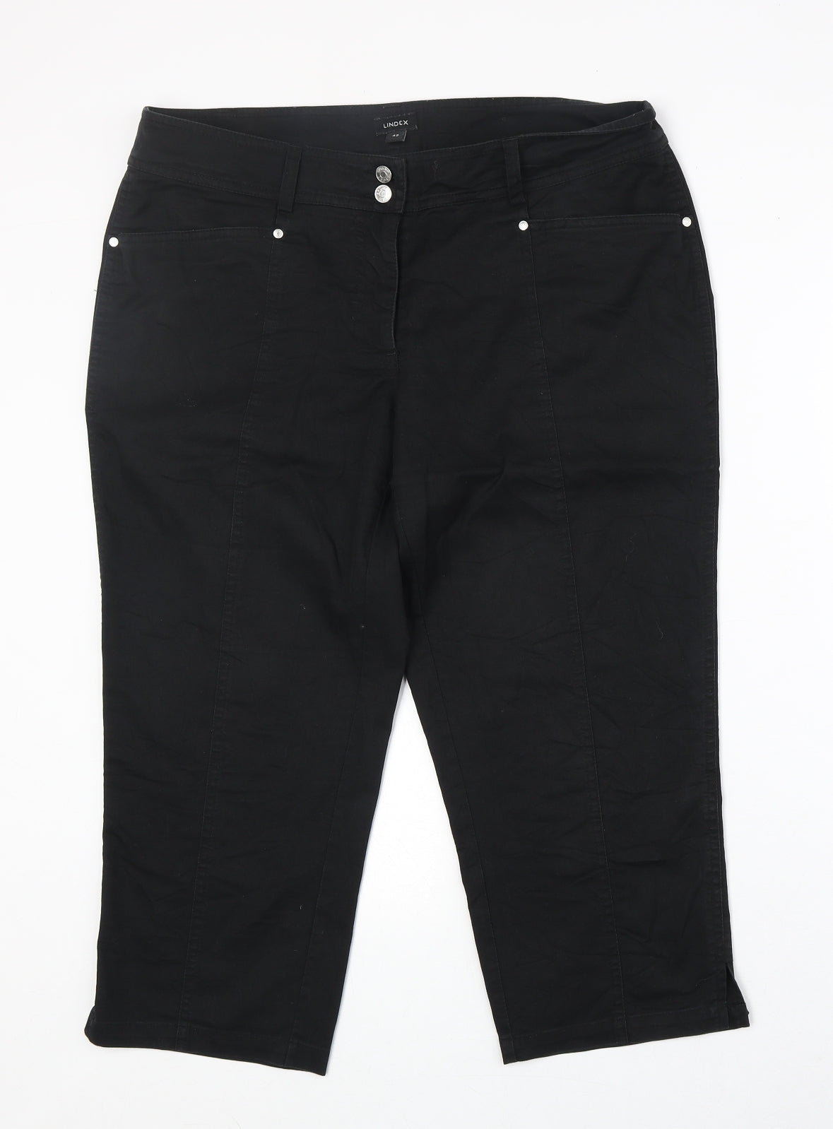 Lindex Womens Black Cotton Cropped Jeans Size 34 in Regular Zip