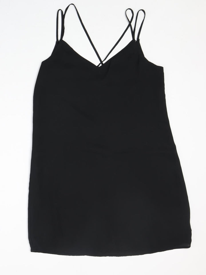Pimkie Womens Black Polyester Slip Dress Size M V-Neck Pullover