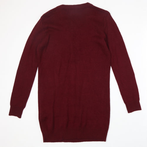 FOREVER 21 Womens Red V-Neck Acrylic Pullover Jumper Size S