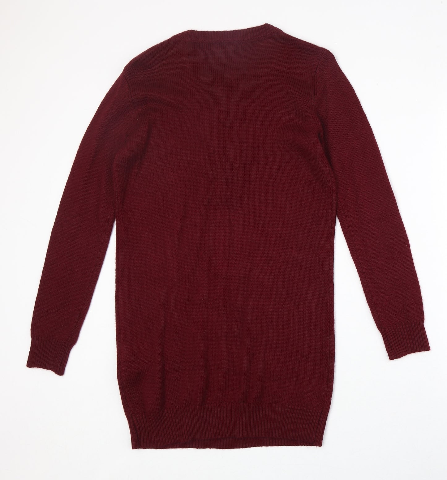 FOREVER 21 Womens Red V-Neck Acrylic Pullover Jumper Size S