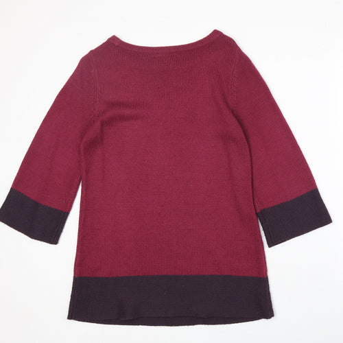 H&M Womens Pink Round Neck Geometric Acrylic Pullover Jumper Size S