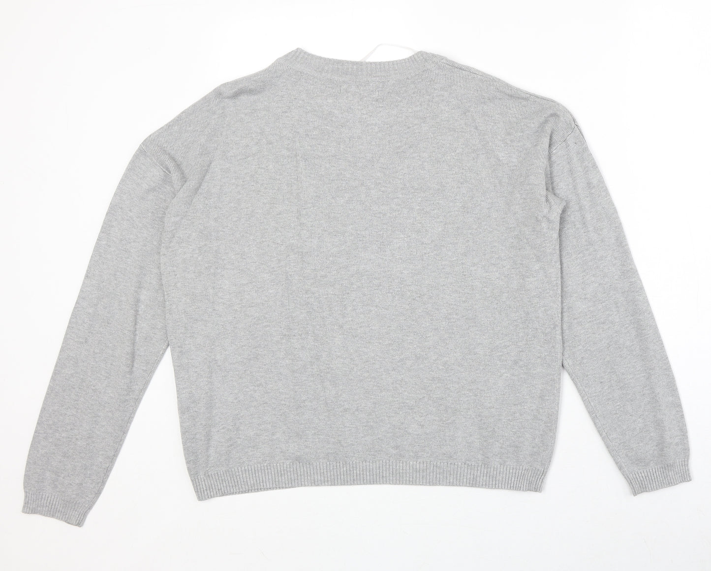Pieces Womens Grey Round Neck Viscose Pullover Jumper Size M