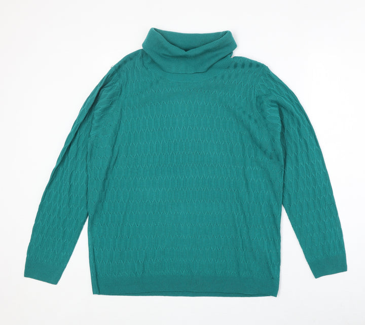 EWM Womens Green Roll Neck Acrylic Pullover Jumper Size L