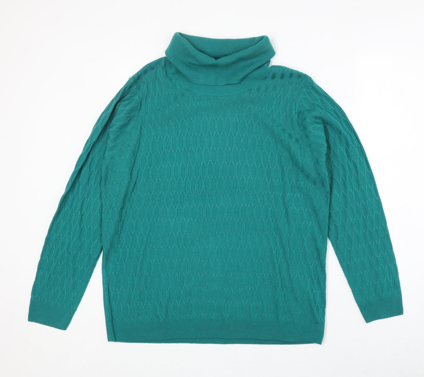 EWM Womens Green Roll Neck Acrylic Pullover Jumper Size L