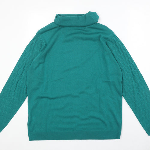EWM Womens Green Roll Neck Acrylic Pullover Jumper Size L