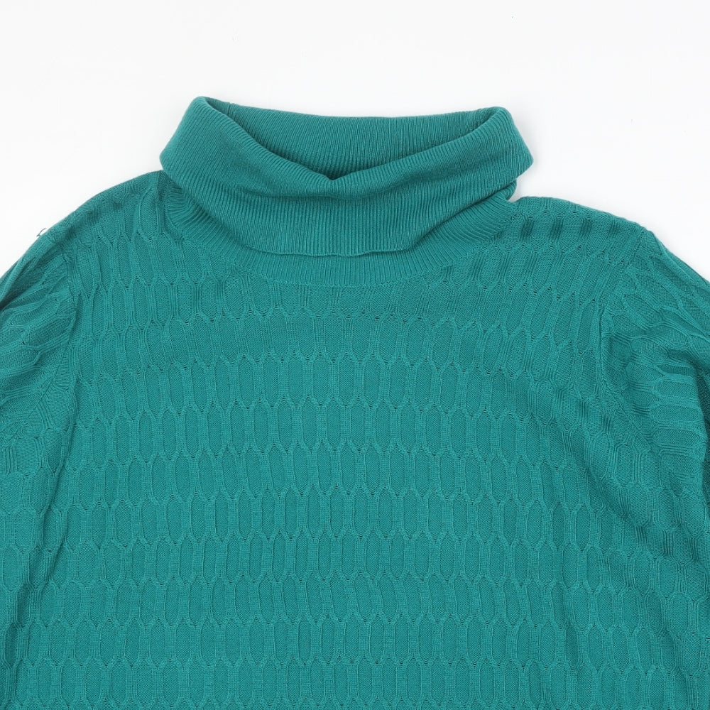 EWM Womens Green Roll Neck Acrylic Pullover Jumper Size L