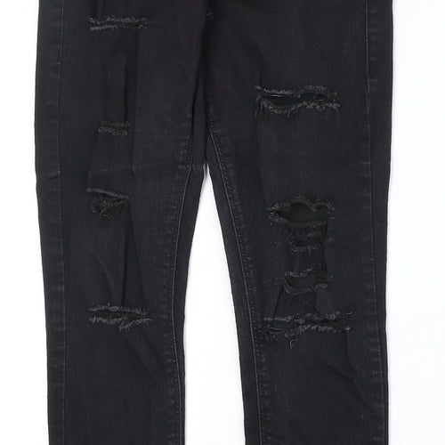 Topshop Womens Black Cotton Skinny Jeans Size 28 in Regular Zip