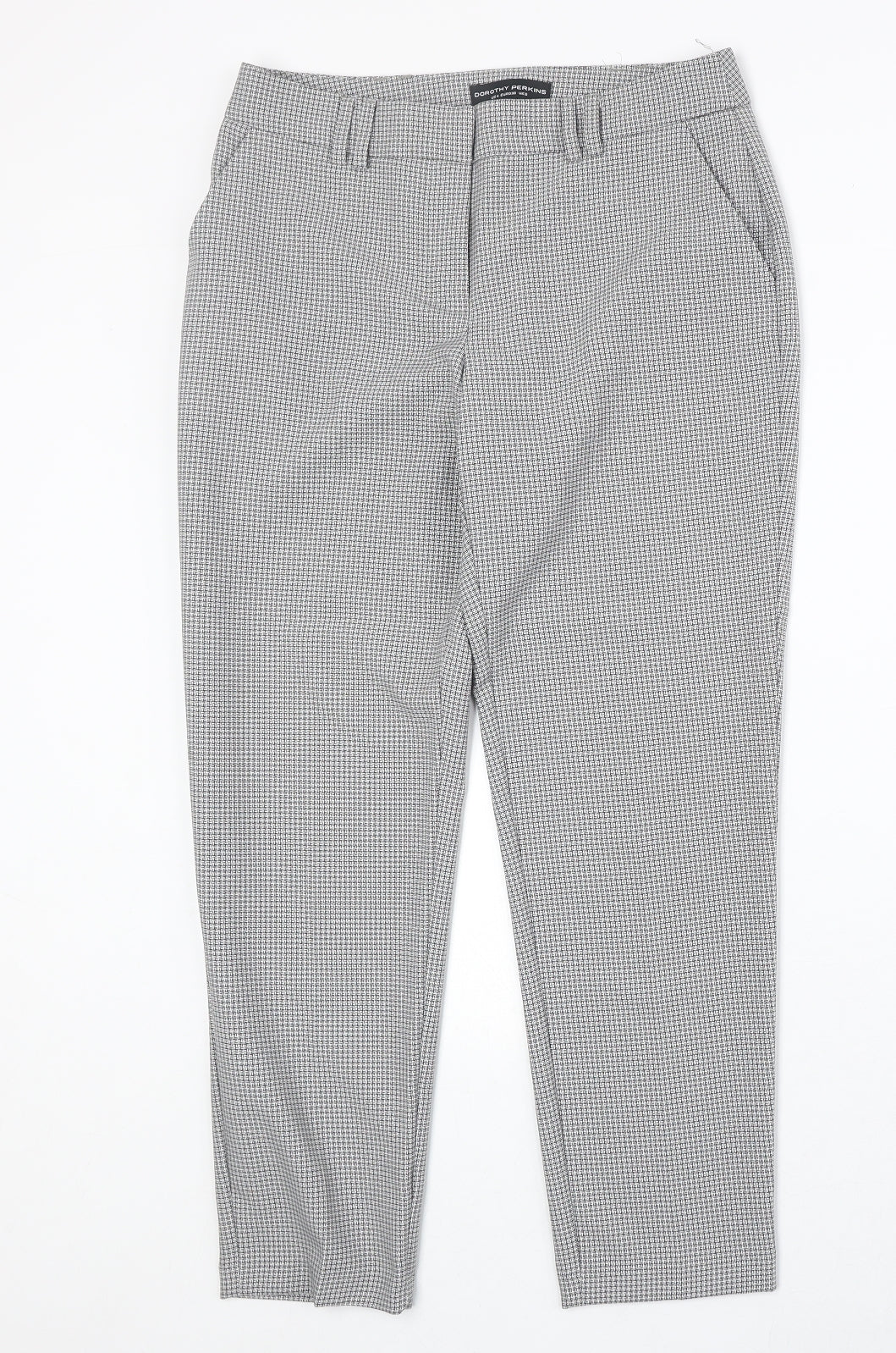 Dorothy Perkins Womens Grey Geometric Polyester Chino Trousers Size 8 Regular Zip