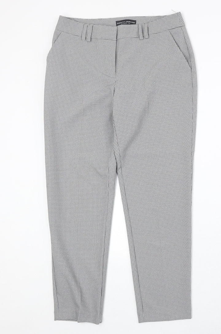Dorothy Perkins Womens Grey Geometric Polyester Chino Trousers Size 8 Regular Zip