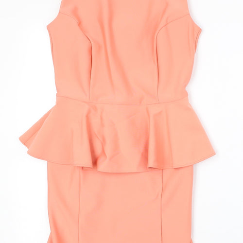 Topshop Womens Pink Polyester A-Line Size 10 Round Neck Zip