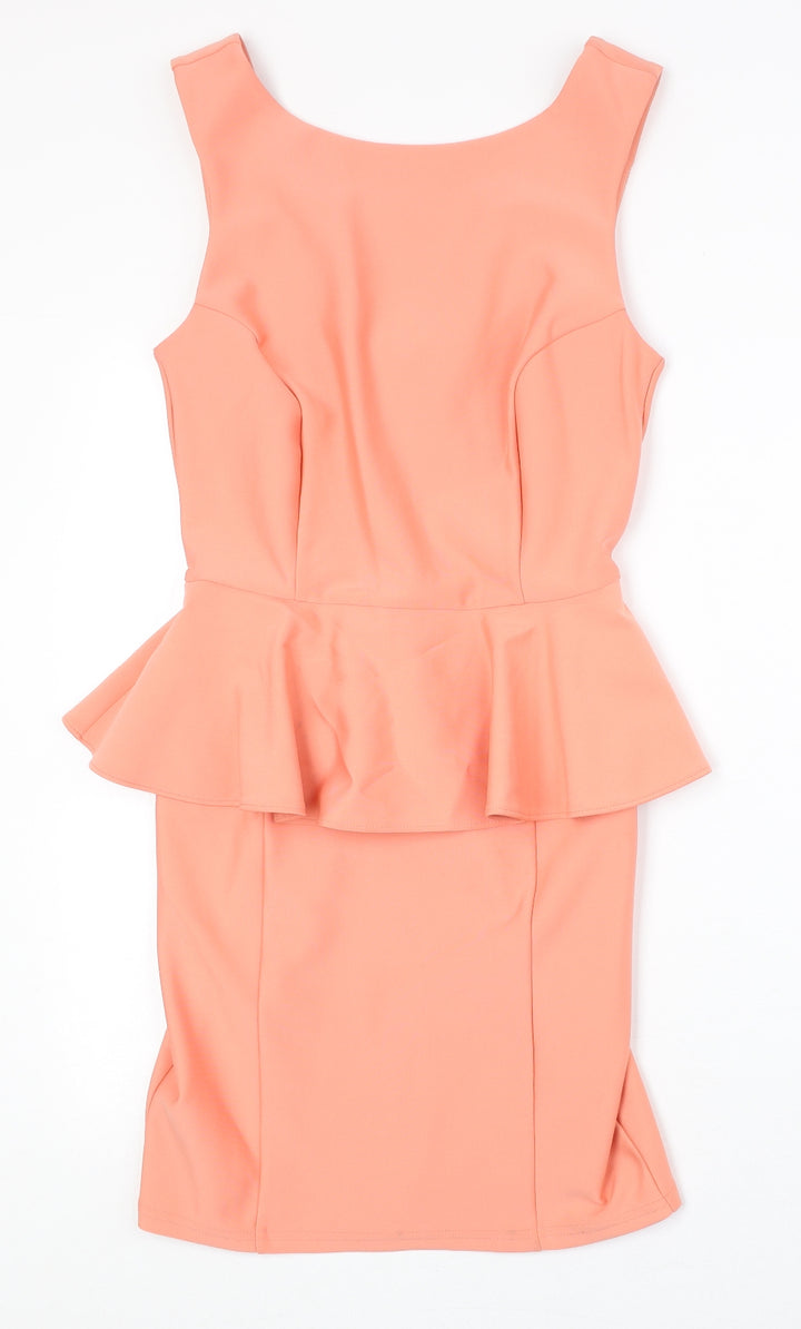 Topshop Womens Pink Polyester A-Line Size 10 Round Neck Zip