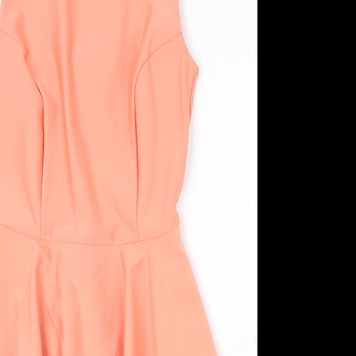 Topshop Womens Pink Polyester A-Line Size 10 Round Neck Zip