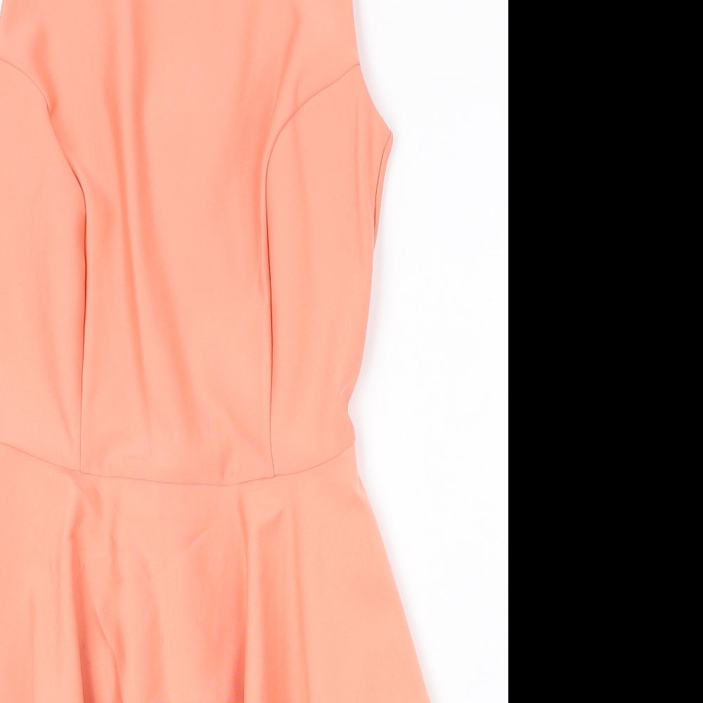 Topshop Womens Pink Polyester A-Line Size 10 Round Neck Zip