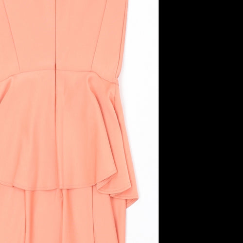 Topshop Womens Pink Polyester A-Line Size 10 Round Neck Zip