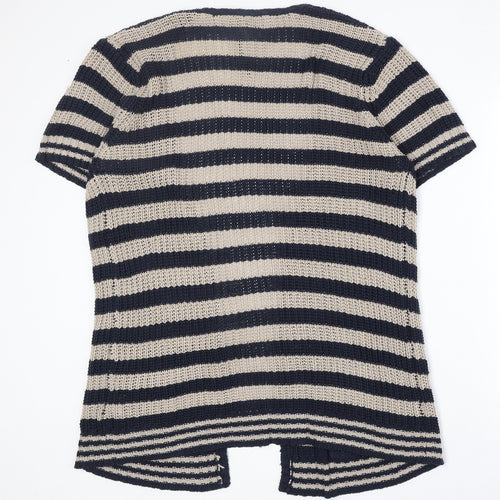 Intuition Womens Beige V-Neck Striped Acrylic Cardigan Jumper Size L