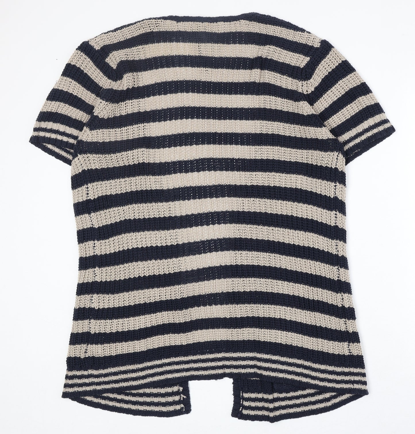 Intuition Womens Beige V-Neck Striped Acrylic Cardigan Jumper Size L