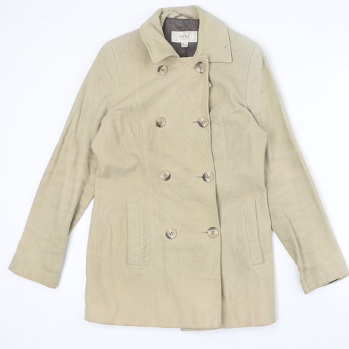 NEXT Womens Beige Pea Coat Coat Size 8 Button