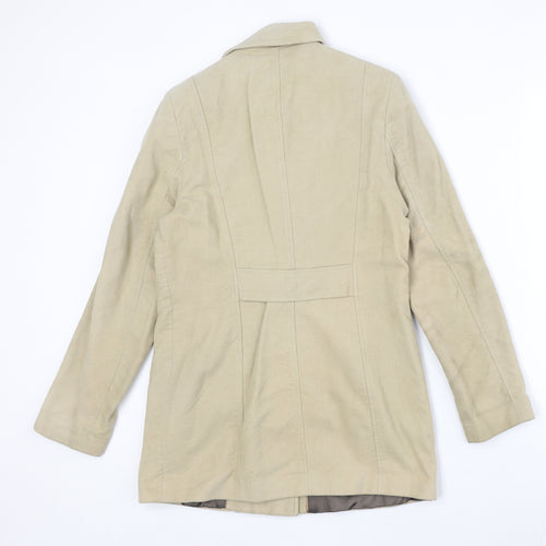NEXT Womens Beige Pea Coat Coat Size 8 Button