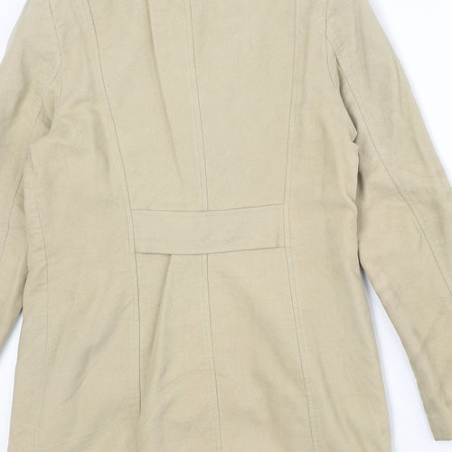 NEXT Womens Beige Pea Coat Coat Size 8 Button