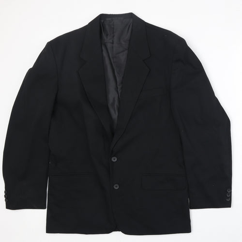 Classic Mens Black Polyester Jacket Suit Jacket Size 38 Regular