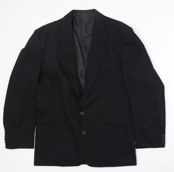 Classic Mens Black Polyester Jacket Suit Jacket Size 38 Regular