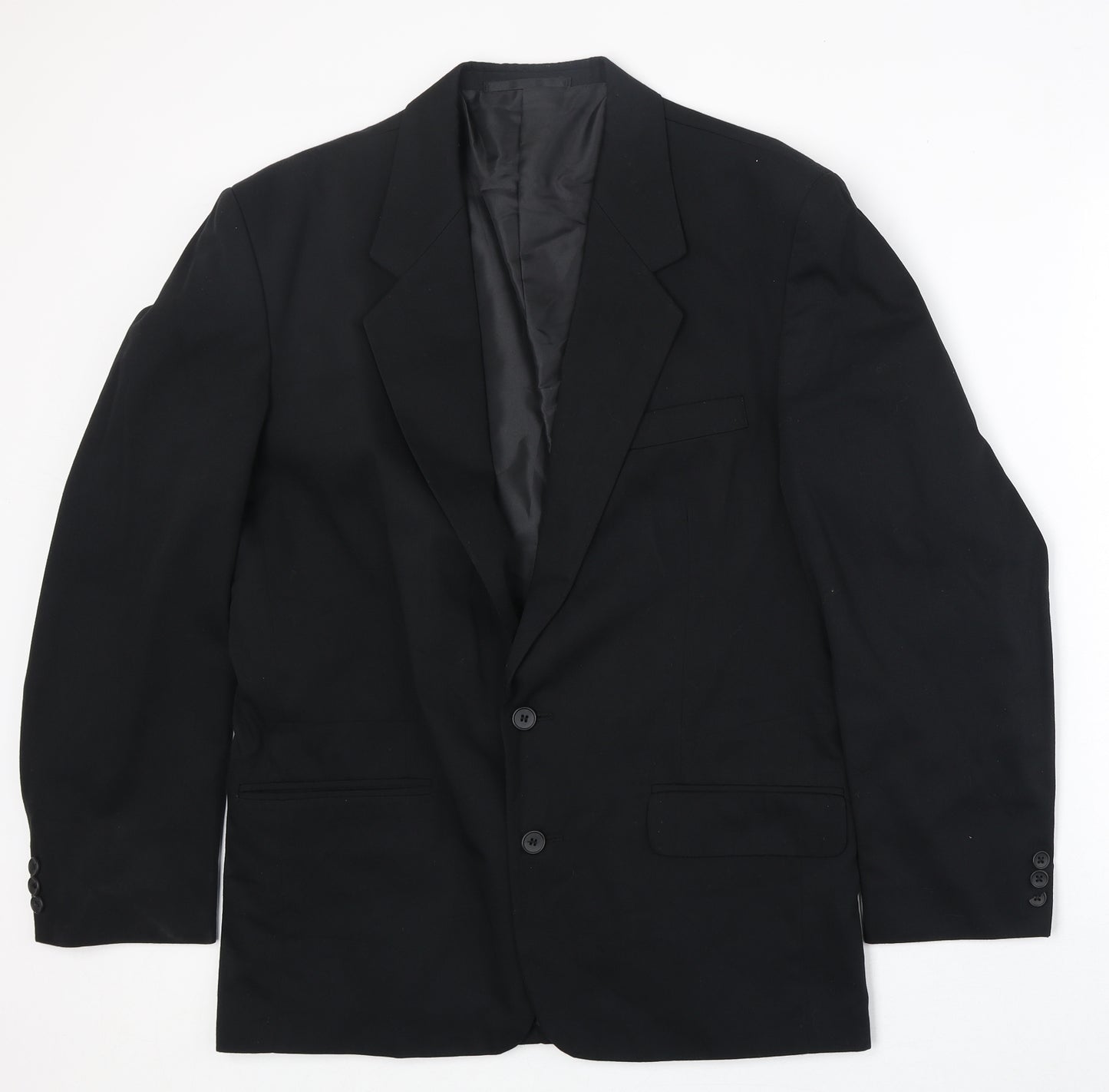 Classic Mens Black Polyester Jacket Suit Jacket Size 38 Regular