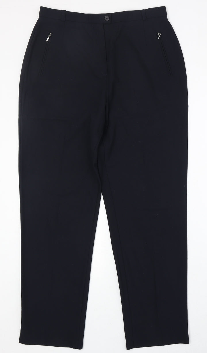 Marks and Spencer Womens Black Polyester Carrot Trousers Size 14 Regular Zip - Zipped Pockets