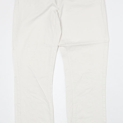 Lindex Womens White Cotton Straight Jeans Size 8 Regular Zip