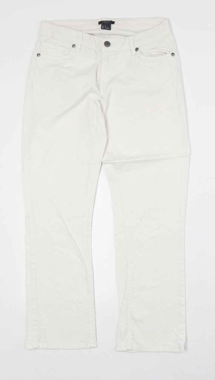 Lindex Womens White Cotton Straight Jeans Size 8 Regular Zip