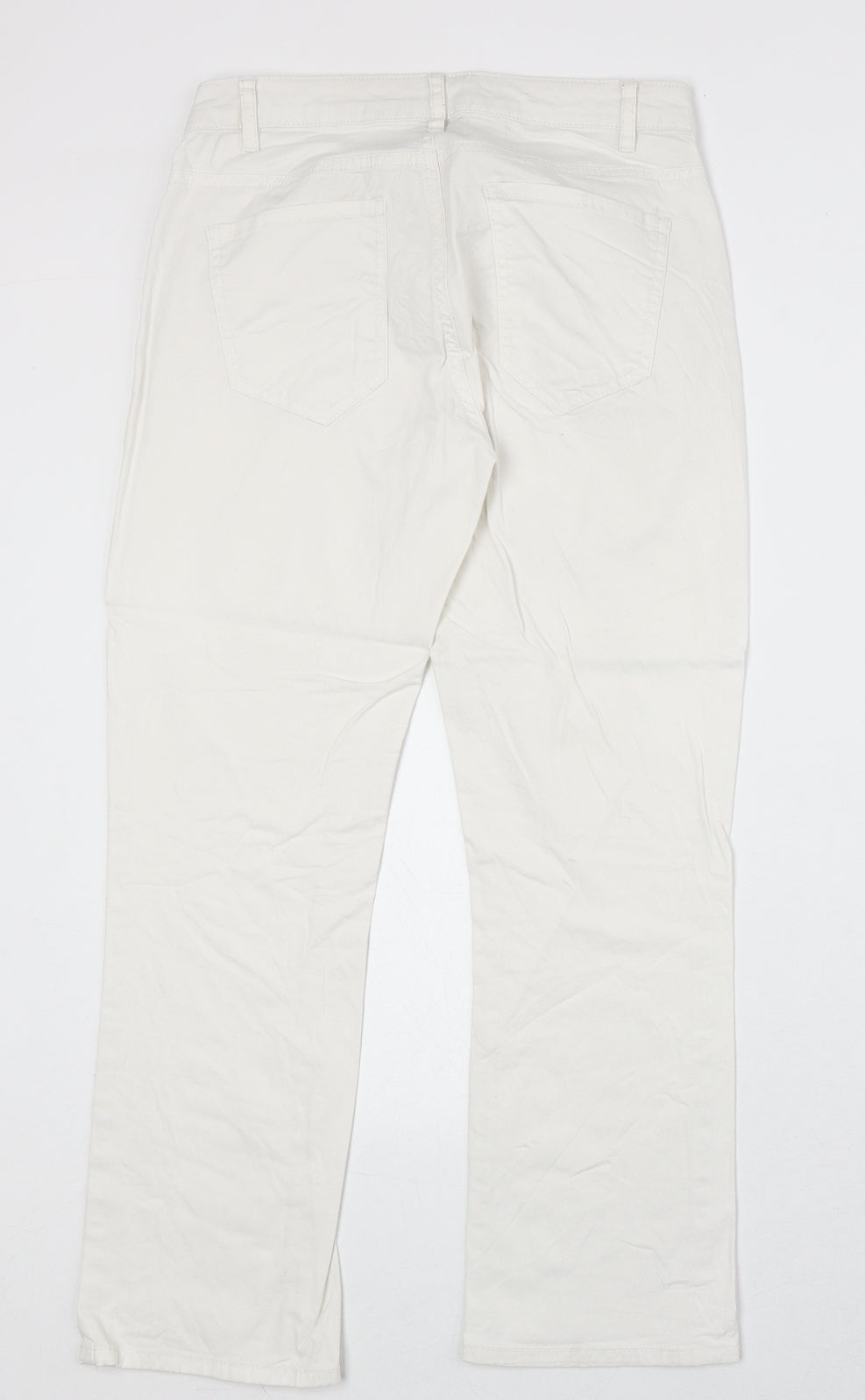 Lindex Womens White Cotton Straight Jeans Size 8 Regular Zip