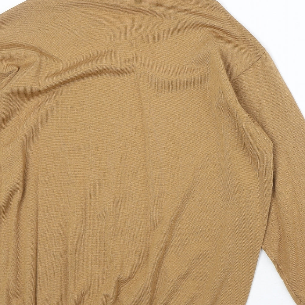 Brian Scott Mens Brown V-Neck Wool Pullover Jumper Size L Long Sleeve