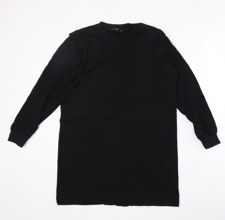 F&F Womens Black Round Neck Polyester Pullover Jumper Size 10