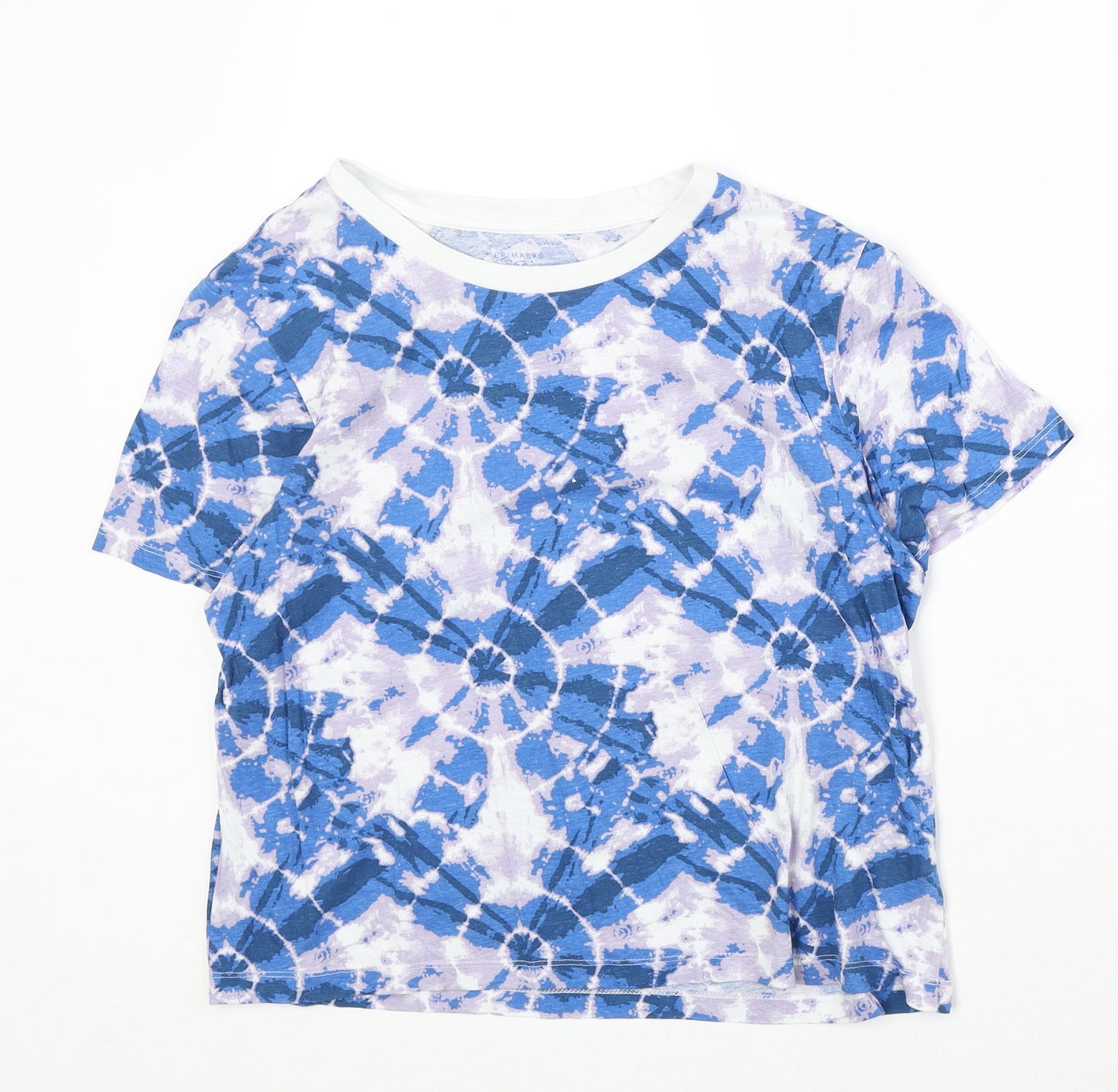 Primark Womens Multicoloured Geometric 100% Cotton Basic T-Shirt Size M Boat Neck