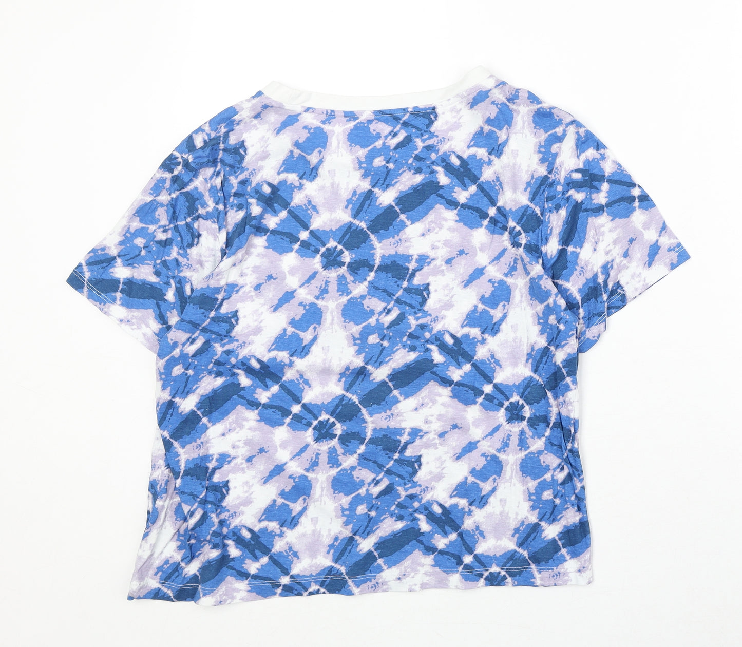 Primark Womens Multicoloured Geometric 100% Cotton Basic T-Shirt Size M Boat Neck